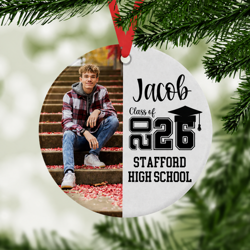 Custom Photo Senior Keepsake Ornament - Personalized Ceramic Ornament - Graduation Motivation Gift For Her/Him, Daughter/Son, Grad Ceremony, Commencement