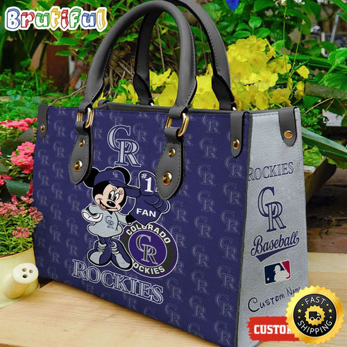 Colorado Rockies Minnie Women Leather Hand Bag