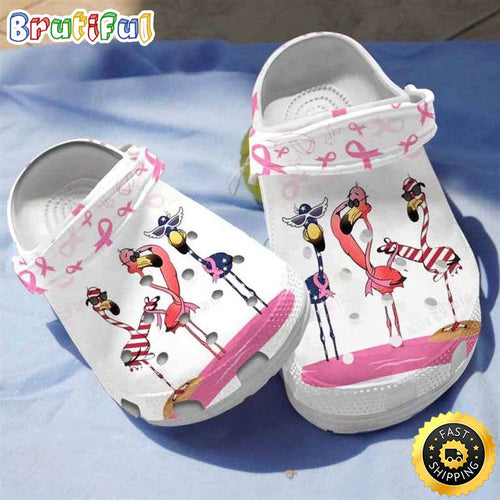 Cool Flamingo Breast Cancer Awareness Clogs Shoes