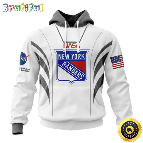 Custom Name NHL New York Rangers Hoodie Special Space Force NASA Astronaut All Over Print 3D Unisex Hoodie