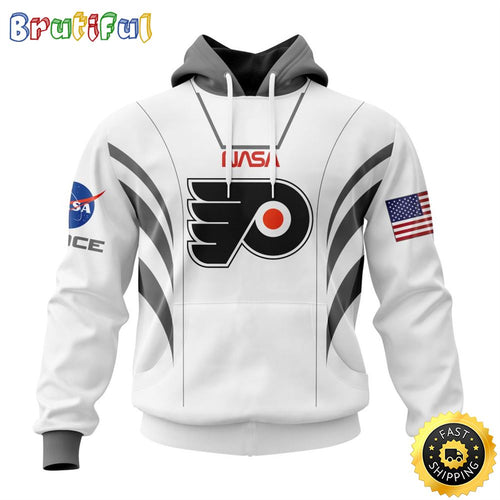 Custom Name NHL Philadelphia Flyers Hoodie Special Space Force NASA Astronaut All Over Print 3D Unisex Hoodie
