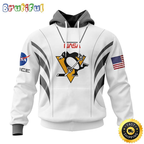 Custom Name NHL Pittsburgh Penguins Hoodie Special Space Force NASA Astronaut All Over Print 3D Unisex Hoodie
