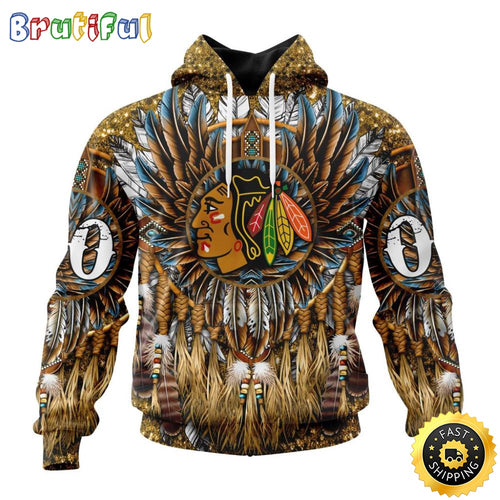 Customized NHL Chicago Blackhawks Hoodie Special Native Costume Design 3D Hoodie Unisex Tshirt Hoodie