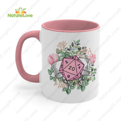 DND Flower Dice Coffee Mug DnD Dungeons and Dragons Gift