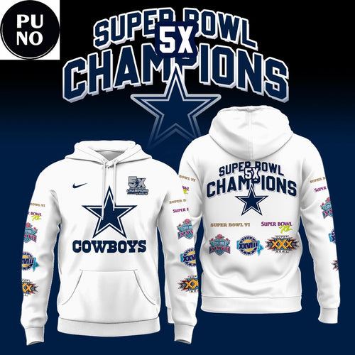 Dallas Cowboys 5 Time Super Bowl Champions Patch Throwback Hoodie Shirt