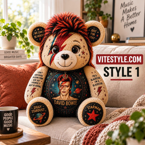 David Bowie Bear Shaped Pillow