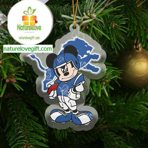 Detroit Lions Disney Mickey Mouse Acrylic NFL Xmas Christmas Tree Decor Ornament