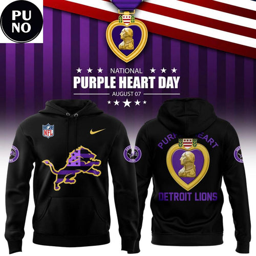 Detroit Lions Purple Heart Tribute Day 2026 Hoodie