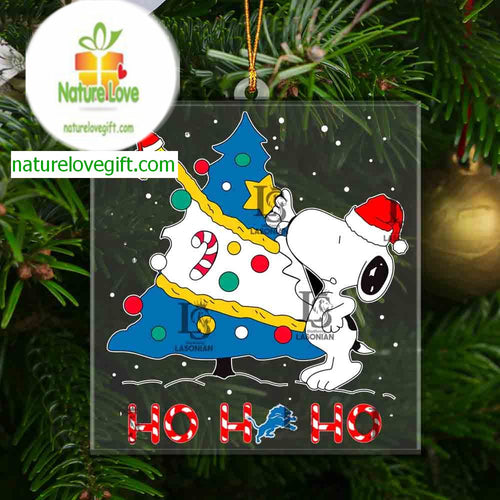 Detroit Lions Snoopy NFL Ho Ho Ho Acrylic Christmas Tree Decoration Ornament