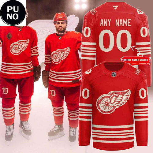 Detroit Red Wings 100th Anniversary Personalized Hockey Jersey