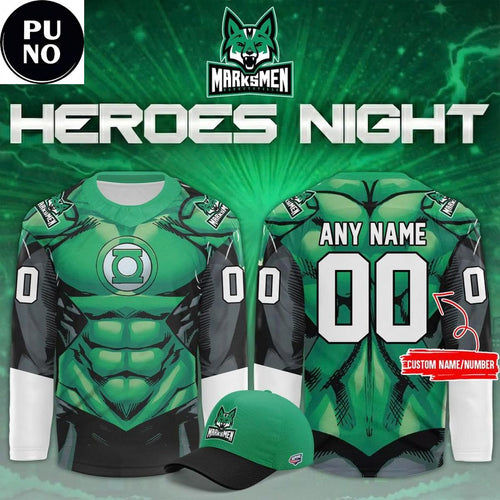 Fayetteville Marksmen x Heroes Night 2026 Green Lantern Personalized Hockey Jersey