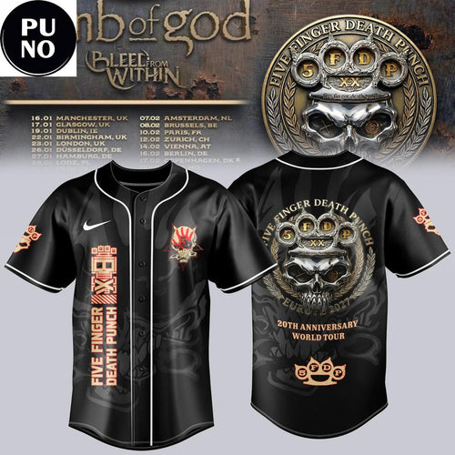 Five Finger Death Punch 20th Anniversary World Tour 2026 Baseball Jersey