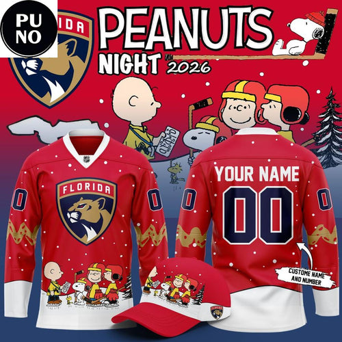 Florida Panthers x Peanuts Night 2026 Personalized Hockey Jersey
