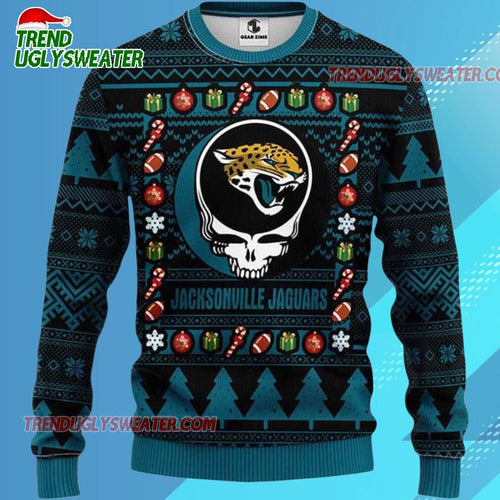 Grateful Dead X Nfl Jacksonville Jaguars Stealie Logo Ugly Christmas Sweater
