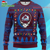 Grateful Dead X Nhl Colorado Avalanche Stealie Logo Ugly Christmas Sweater