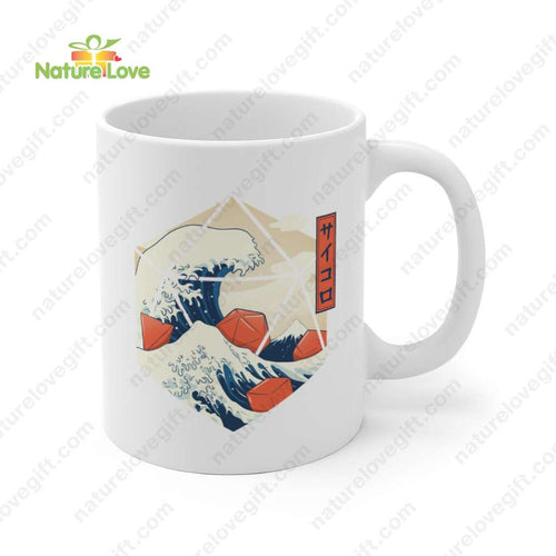 Great Wave of Dice Mug DnD Dungeons and Dragons Gift