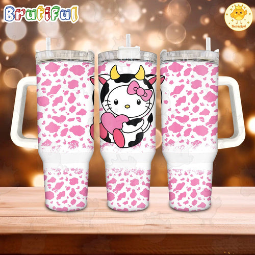 Hello Kitty Cowprint Sanrio Cartoon Tumbler, Hello Kitty Tumbler, Hello Kitty Tumbler Stanley 40oz
