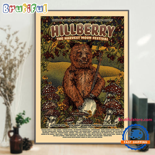 Hillberry Music Festival October 2-6 2024 The Farm in Eureka Springs AR Event Poster Canvas