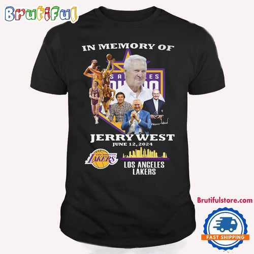 In Memory Of Jerry West June 12 2024 Signature NBA Los Angeles Lakers T Shirt