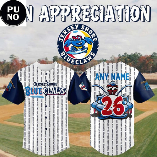 Jersey Shore BlueClaws x Fan Appreciation 2026 Personalized Baseball Jersey