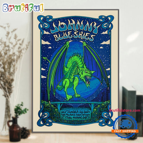 Johnny Blue Skies September 25 2024 Roy Wilkins Auditorium St Paul Minnesota MN Concert Poster Canvas