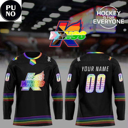 Kalamazoo Wings x Hockey Is For Everyone Rainbow Ice 2026 Personalized Hockey Jersey