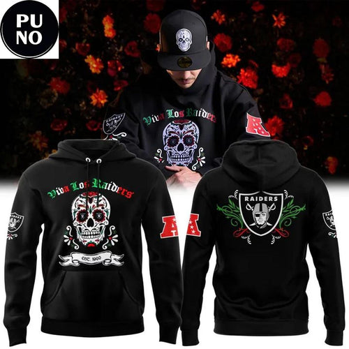 Las Vegas Raiders Viva Los Raiders 2026 Día de los Muertos Sugar Skull Hoodie T-Shirt