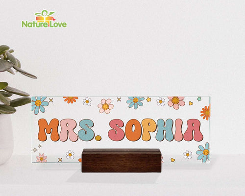 Little Flower Custom Teacher Name Sign Personalized Acrylic Plaque Teacher Gifts