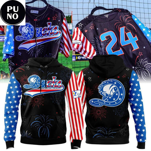 Long Island Ducks Celebrating 4th of July 2026 Fireworks Hoodie T-Shirt