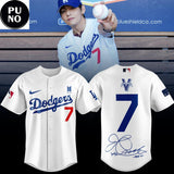 Los Angeles Dodgers x V BTS No.7 Baseball Jersey