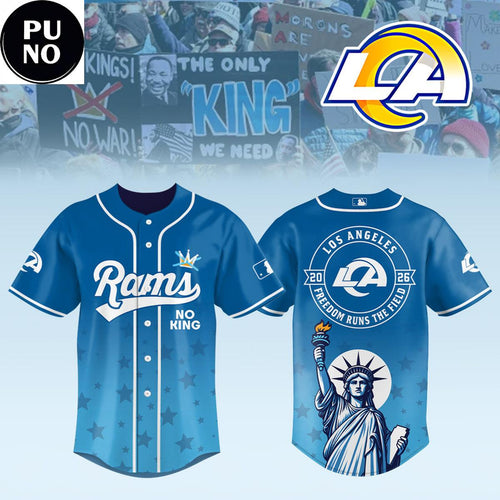 Los Angeles Rams 2026 No Kings Freedom Runs The Field Baseball Jersey