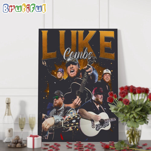 Luke Combs Vintage Canvas, Luke Combs Country Music Tour 2024 Poster Canvas Art