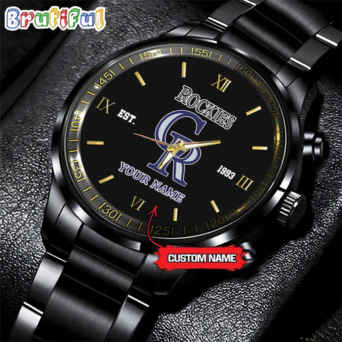 MLB Colorado Rockies Watch Black Fashion Watch Baseball Game