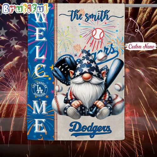 MLB Los Angeles Dodgers Flag, Happy 4th Of July Garden Flag, Baseball Gomes Flag