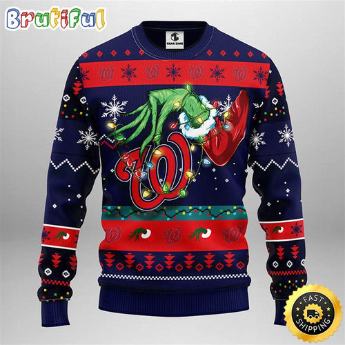 MLB Washington Nationals Christmas Ugly Sweater Grinch Gift For Baseball Fans