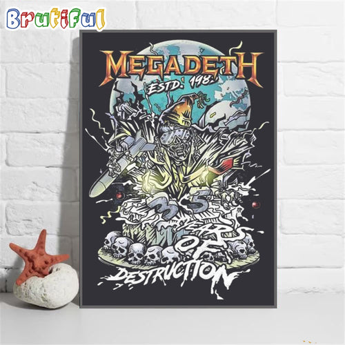 Megadeth Estd 1983 Years Of Destruction Version Skeleton Wall Art Poster Canvas