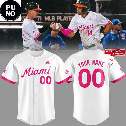 Miami Hurricanes Baseball Fight Against Cancer 2026 Personalized Baseball Jersey