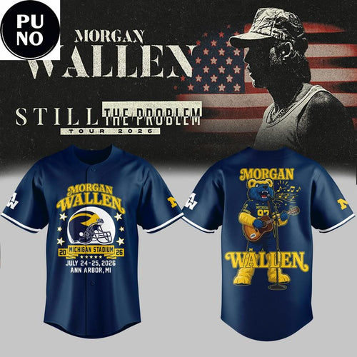 Michigan Wolverines Mascot 2026 Morgan Wallen Still The Problem Tour Baseball Jersey