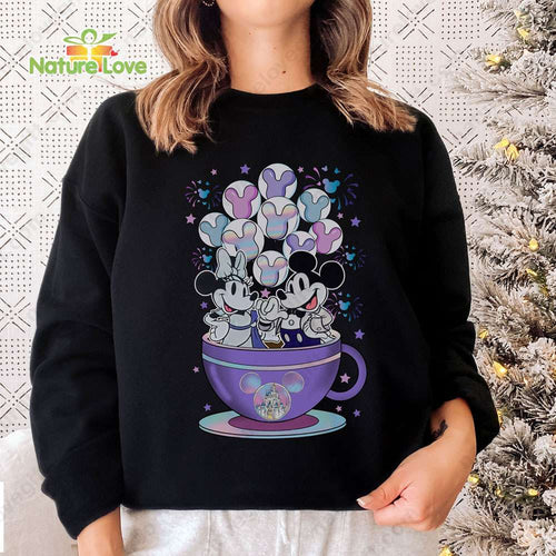 Mickey Minnie Disney 100th Anniversary Teacup Balloons Magic Kingdom Sweatshirt