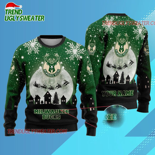 Milwaukee Bucks Sleigh Ride Hoops Ugly Christmas Sweater