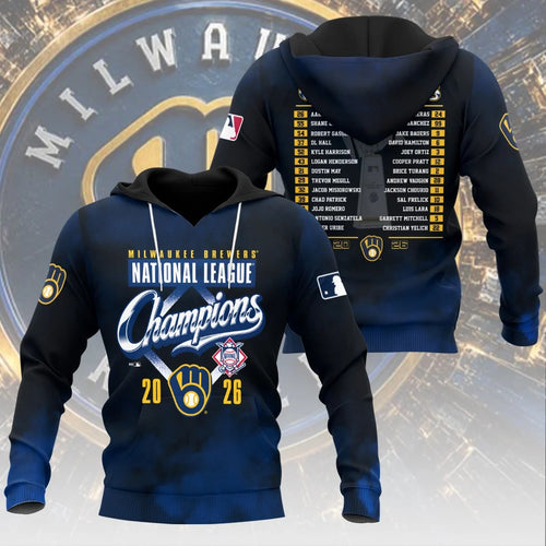 Milwaukee Brewers 2026 National League Champions 3D Apparel – HOATT26790