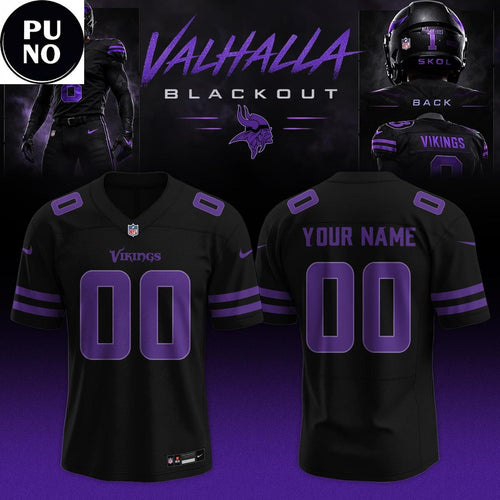 Minnesota Vikings Black Out 2026 Personalized Football Jersey