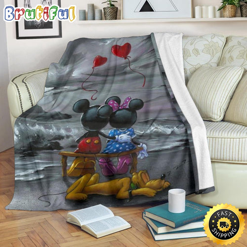 Mickey Mouse Blanket Balloon Mickey And Minnie In Love Fleece Blanket