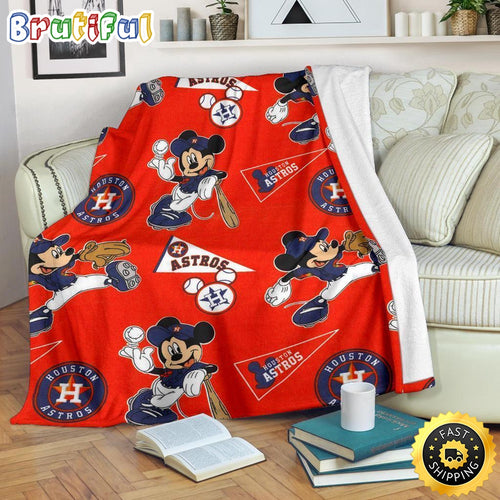 Mickey Mouse Blanket Mickey Plays Astros Fleece Blanket For Baseball Fan