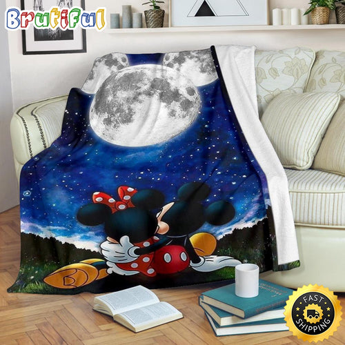 Mickey Mouse Blanket Moonlight Mickey And Minnie Fleece Blanket For Bedding Decor