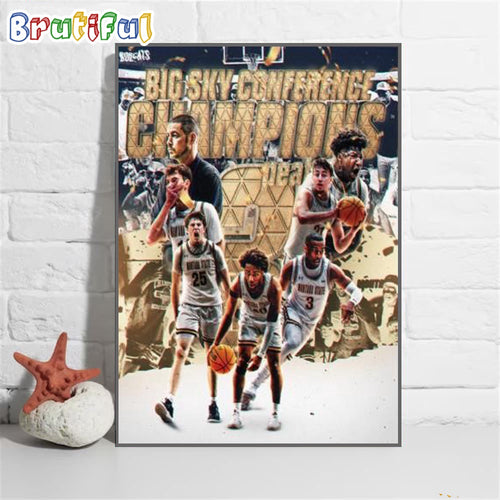 Montana State Bobcats Is 3 Peat The Big Sky Conference Men’s Basketball 2024 Champions Wall Art Poster Canvas