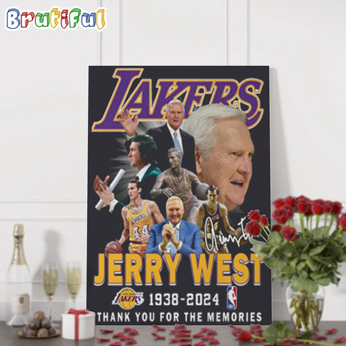 NBA Los Angeles Lakers Jerry West 1938-2024 Thank You For The Memories Signature Poster Canvas