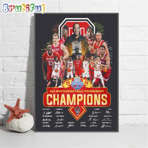 NC State 2024 ACC Men’s Basketball Tournament Champions Wall Art Poster Canvas