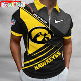 NCAA Iowa Hawkeyes Polo Shirt, Sporty Zip Polo Shirt