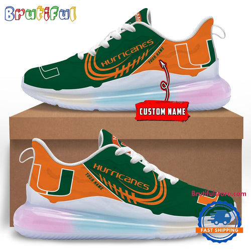 NCAA Miami Hurricanes Women’s Rainbow Atmospheric Cushion Running Shoes, Football Women’s Shoes